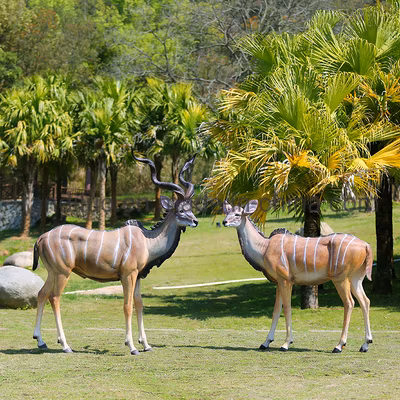 Large Outdoor Simulated Twisted Horned Antelope Glass Fiber Glass Sculpture Park Animal Garden Landscape Decoration Handicraft Ornaments