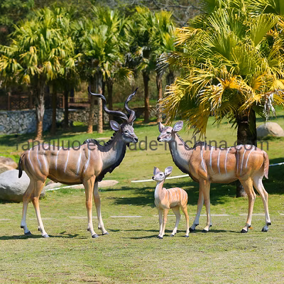 Large Outdoor Simulated Twisted Horned Antelope Glass Fiber Glass Sculpture Park Animal Garden Landscape Decoration Handicraft Ornaments